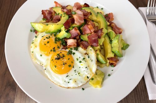 Eggs with avocado and bacon